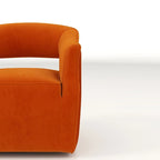 Sillón giratorio decorativo de terciopelo con respaldo abierto y base metálica