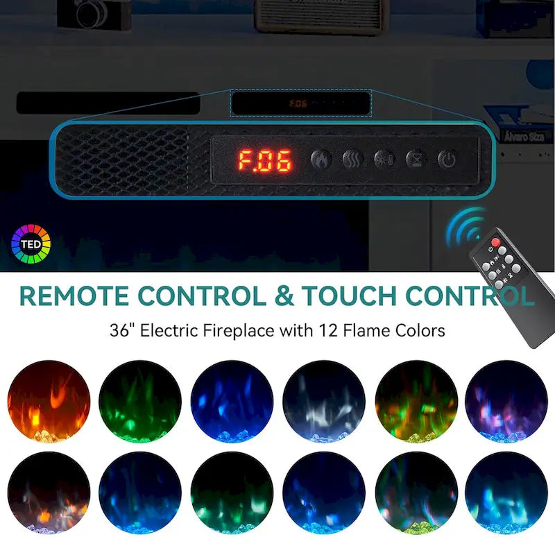 Mueble para TV de 80" con chimenea eléctrica insertable de 36" – Blanco