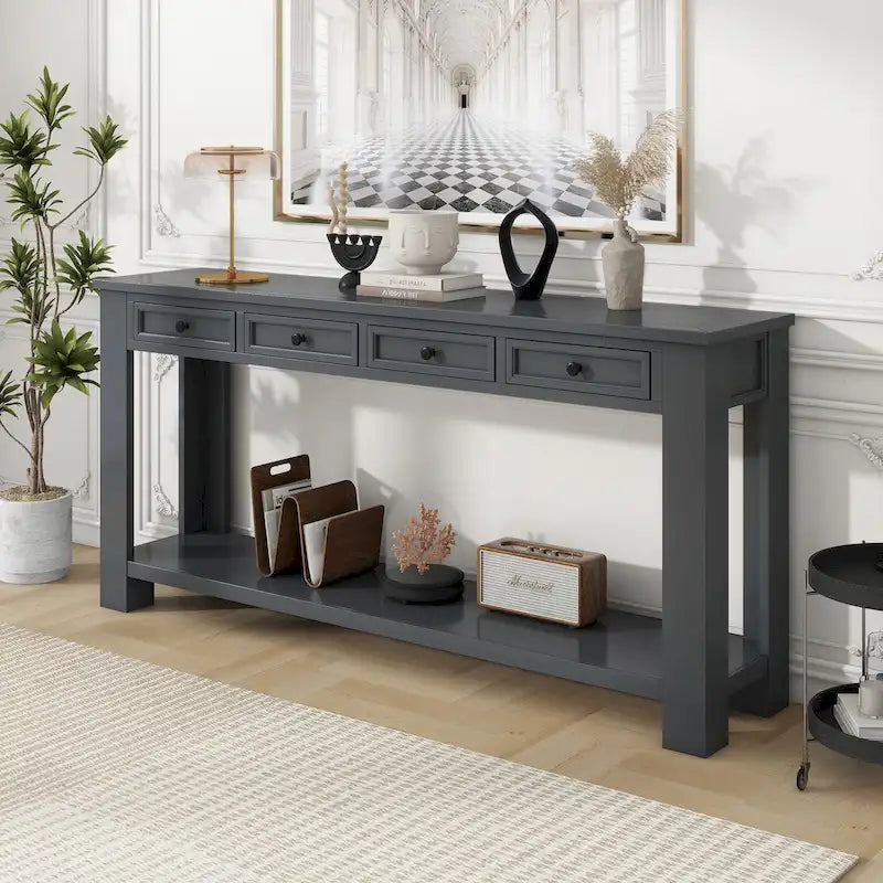 Mesa consola/Mesa de sofá con cajones de almacenamiento y estante inferior para entrada/pasillo
