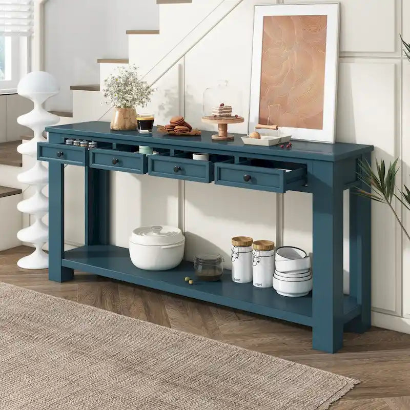 Mesa consola/Mesa de sofá con cajones de almacenamiento y estante inferior para entrada/pasillo