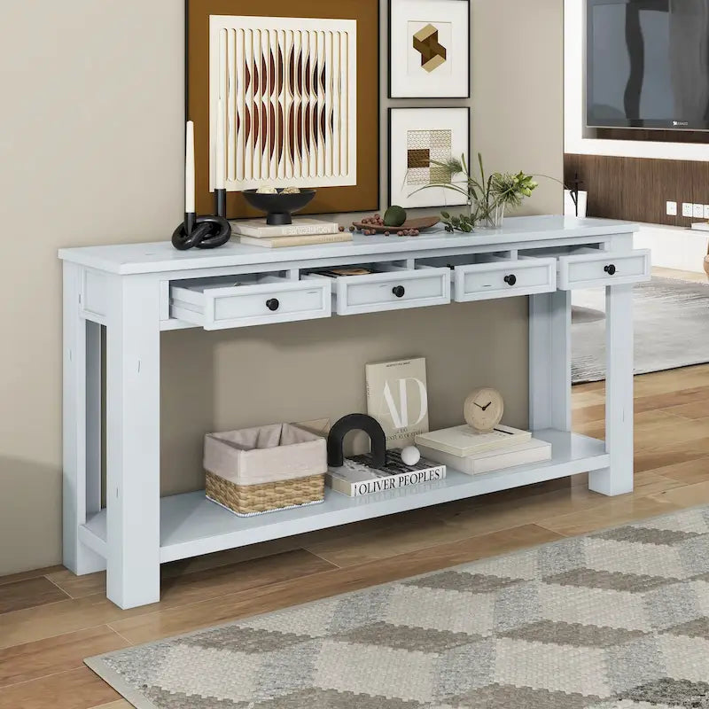 Mesa consola/Mesa de sofá con cajones de almacenamiento y estante inferior para entrada/pasillo
