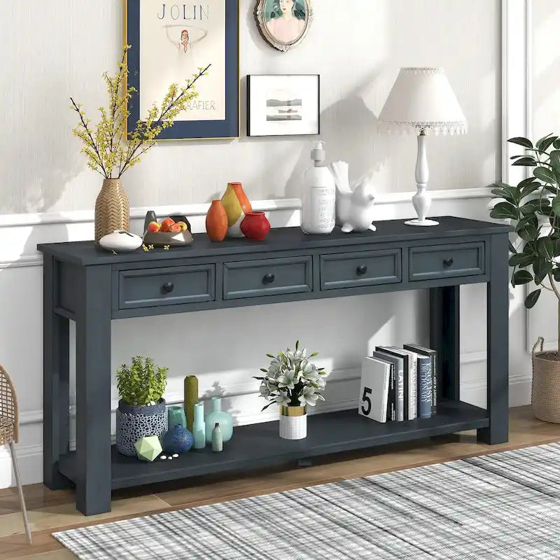 Mesa consola/Mesa de sofá con cajones de almacenamiento y estante inferior para entrada/pasillo