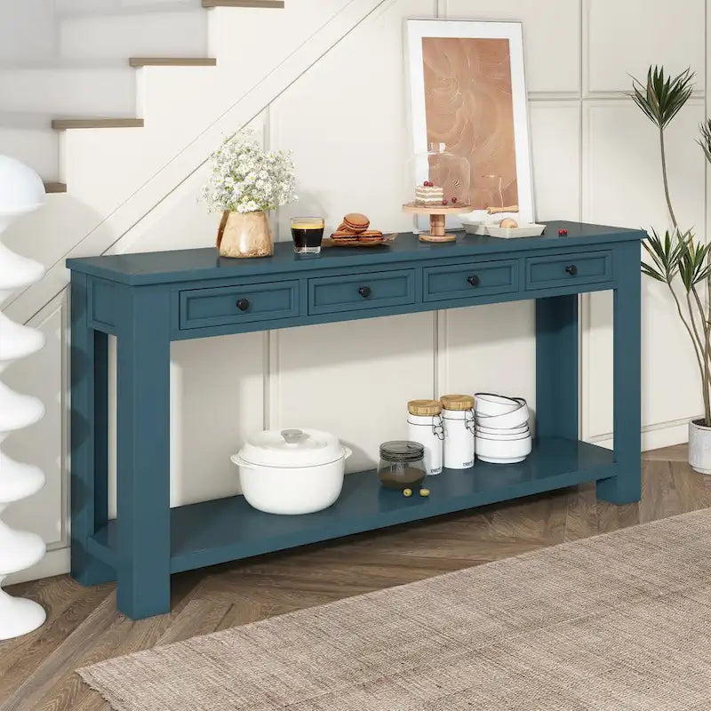Mesa consola/Mesa de sofá con cajones de almacenamiento y estante inferior para entrada/pasillo