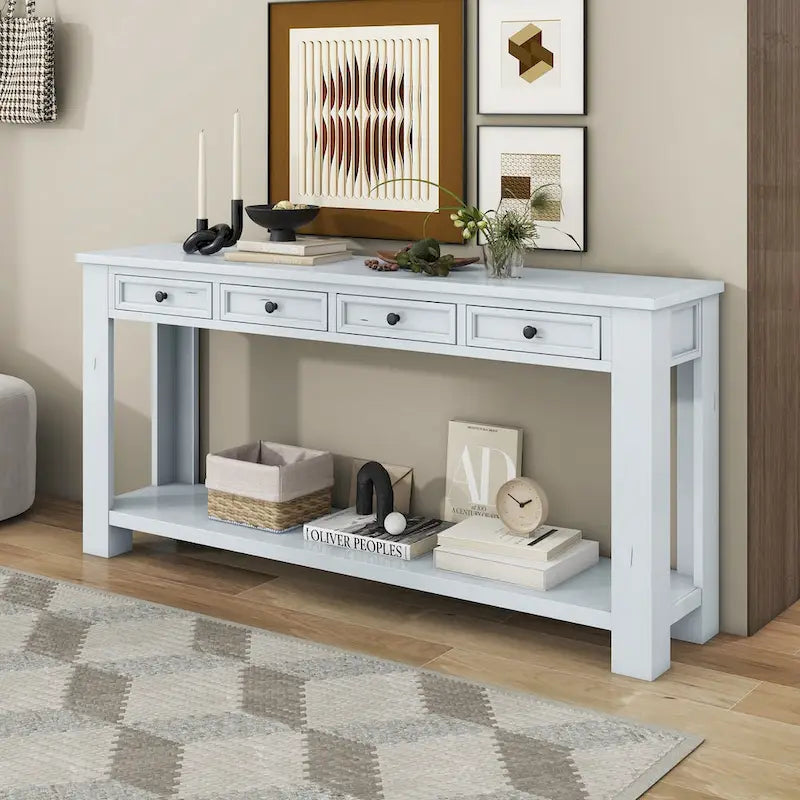 Mesa consola/Mesa de sofá con cajones de almacenamiento y estante inferior para entrada/pasillo