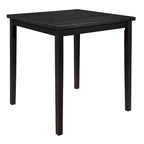 Mesa de altura de mostrador de 36 pulgadas, tablero cuadrado para 4 personas, madera maciza negra