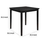 Mesa de altura de mostrador de 36 pulgadas, tablero cuadrado para 4 personas, madera maciza negra