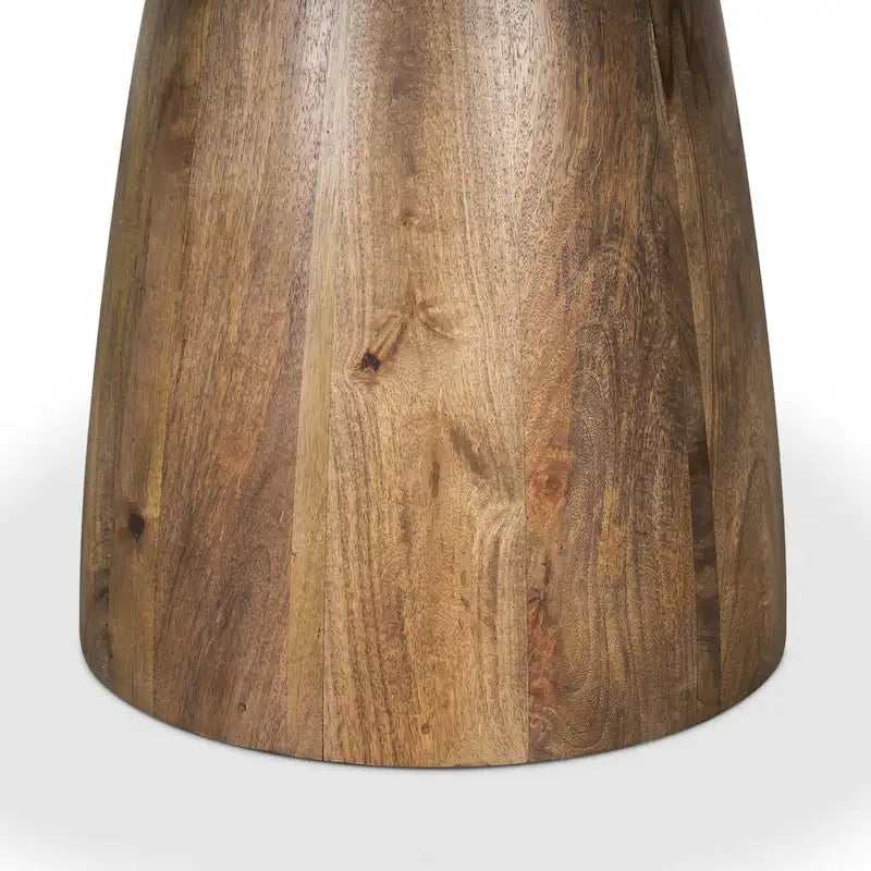 Mesa de comedor redonda con pedestal, tapa de mármol y base de madera – 42"