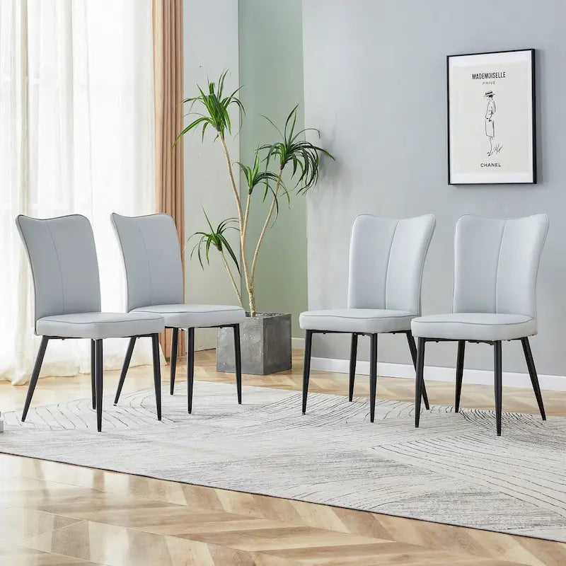 Juego de 4 sillas de comedor, de cuero sintético con estructura metálica