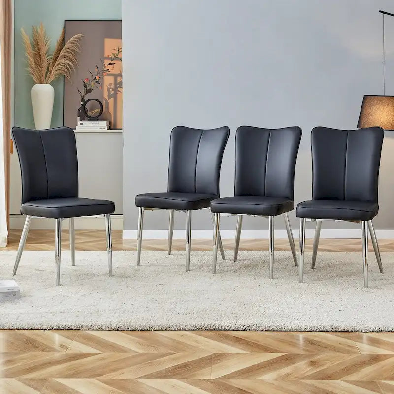 Juego de 4 sillas de comedor, de cuero sintético con estructura metálica