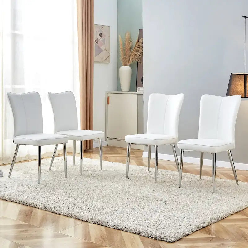 Juego de 4 sillas de comedor, de cuero sintético con estructura metálica