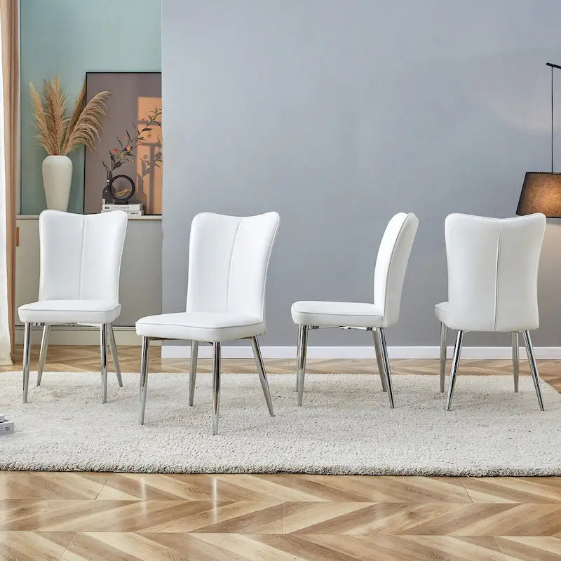 Juego de 4 sillas de comedor, de cuero sintético con estructura metálica
