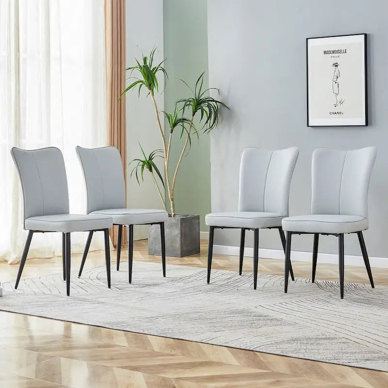 Juego de 4 sillas de comedor, de cuero sintético con estructura metálica
