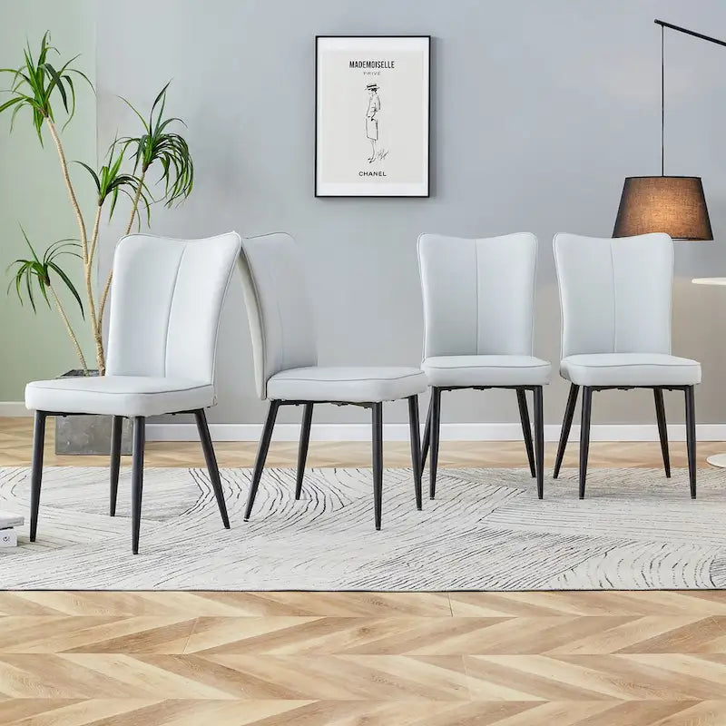 Juego de 4 sillas de comedor, de cuero sintético con estructura metálica
