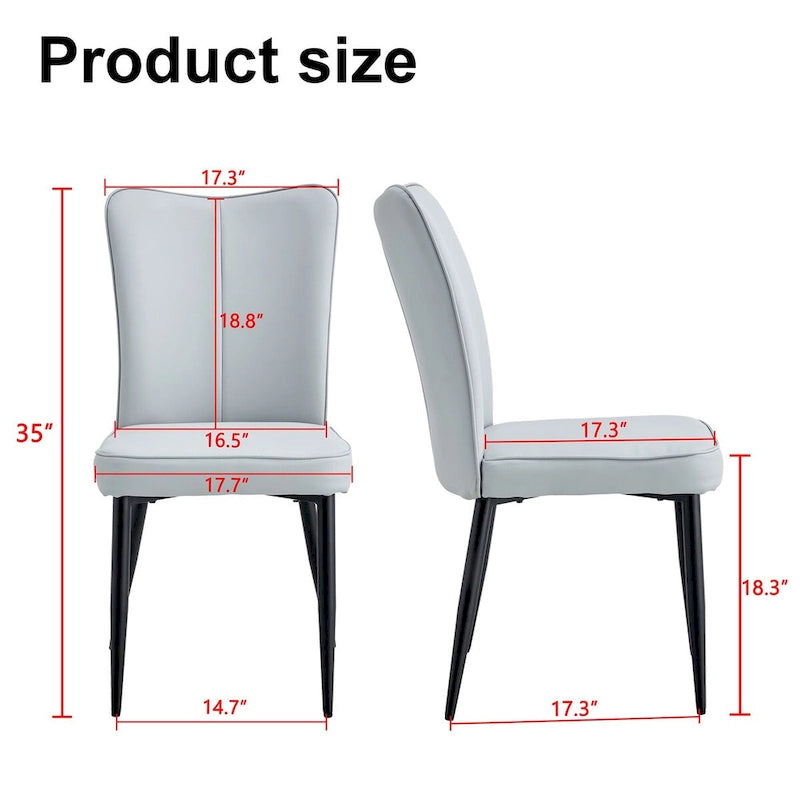 Juego de 4 sillas de comedor, de cuero sintético con estructura metálica