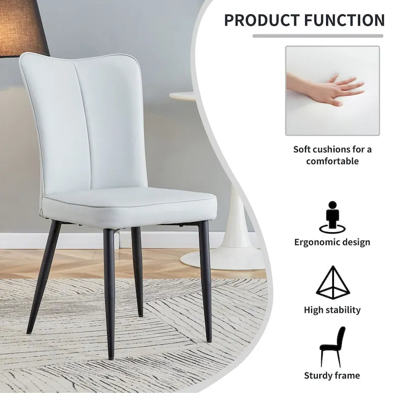 Juego de 4 sillas de comedor, de cuero sintético con estructura metálica