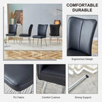 Juego de 4 sillas de comedor, de cuero sintético con estructura metálica