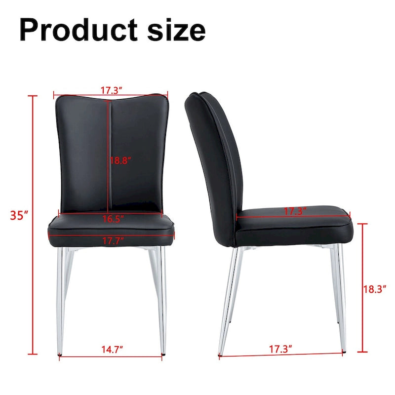Juego de 4 sillas de comedor, de cuero sintético con estructura metálica