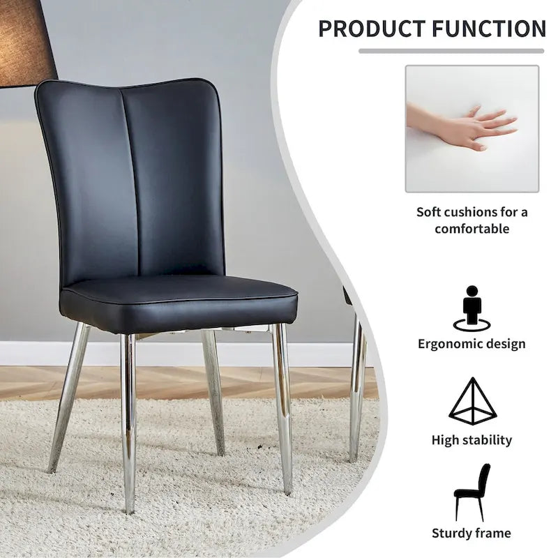 Juego de 4 sillas de comedor, de cuero sintético con estructura metálica