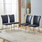Juego de 4 sillas de comedor, de cuero sintético con estructura metálica