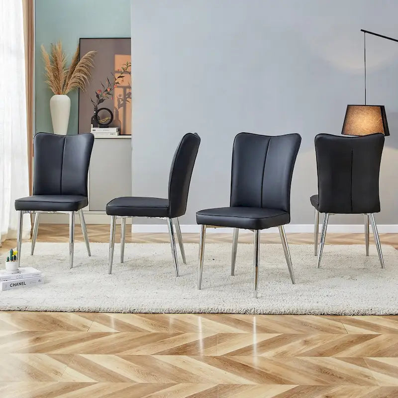 Juego de 4 sillas de comedor, de cuero sintético con estructura metálica