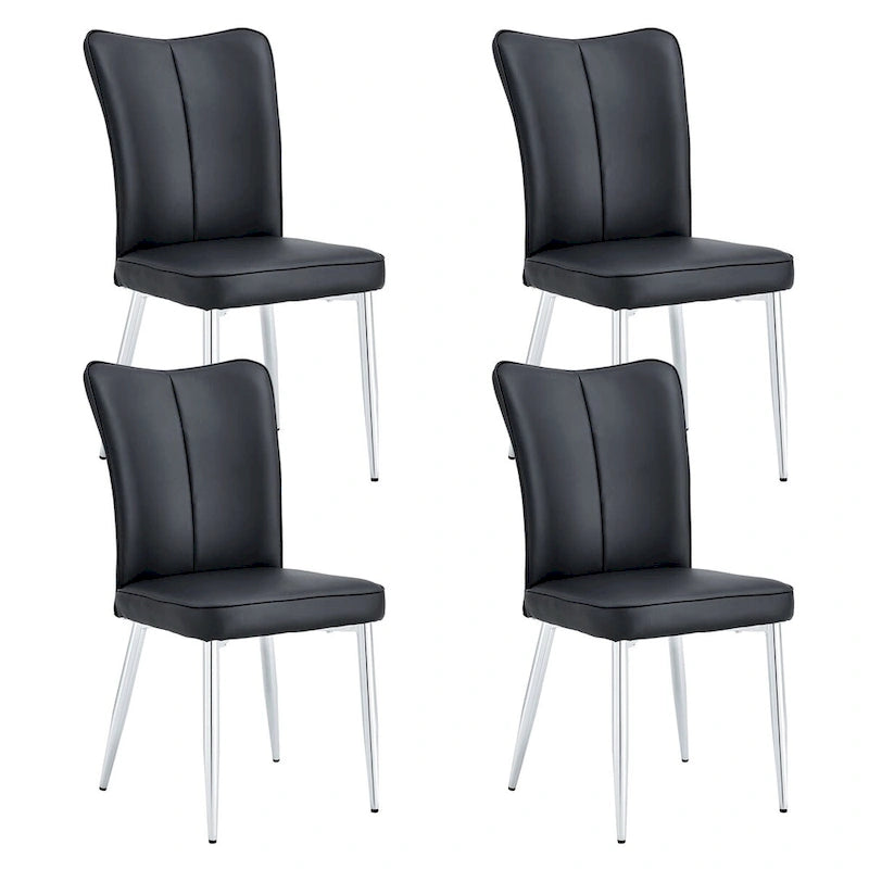 Juego de 4 sillas de comedor, de cuero sintético con estructura metálica