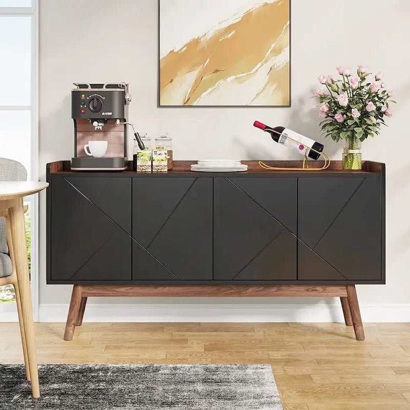 Aparador de cocina de 55 pulgadas, mesa de buffet, barra de café con almacenamiento y puertas para comedor, sala de estar, entrada