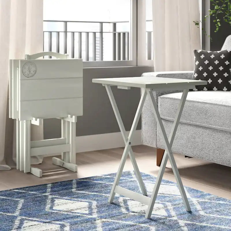 Mesa de TV plegable de 5 piezas con soporte de almacenamiento - Gris claro