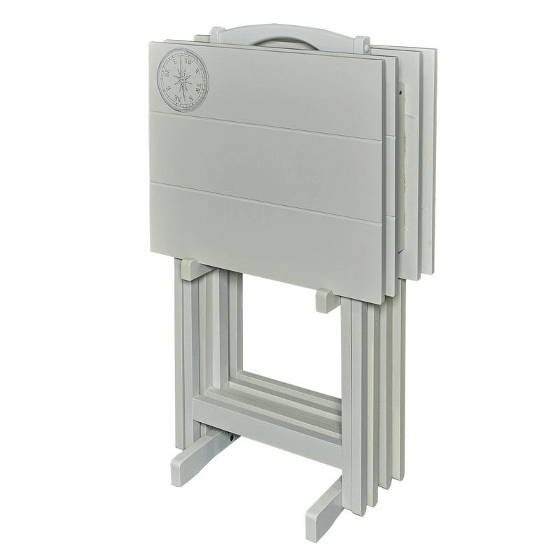 Mesa de TV plegable de 5 piezas con soporte de almacenamiento - Gris claro