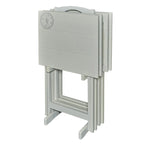 Mesa de TV plegable de 5 piezas con soporte de almacenamiento - Gris claro