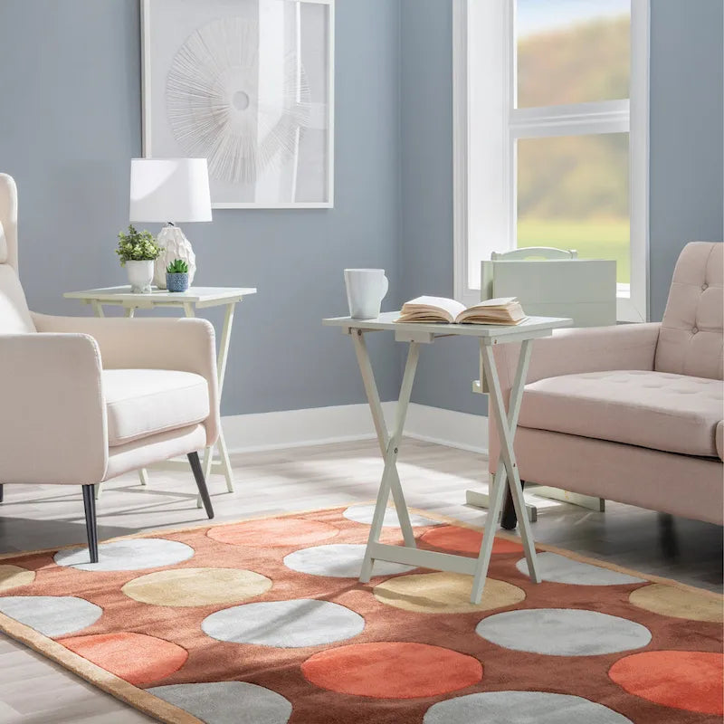 Mesa de TV plegable de 5 piezas con soporte de almacenamiento - Gris claro
