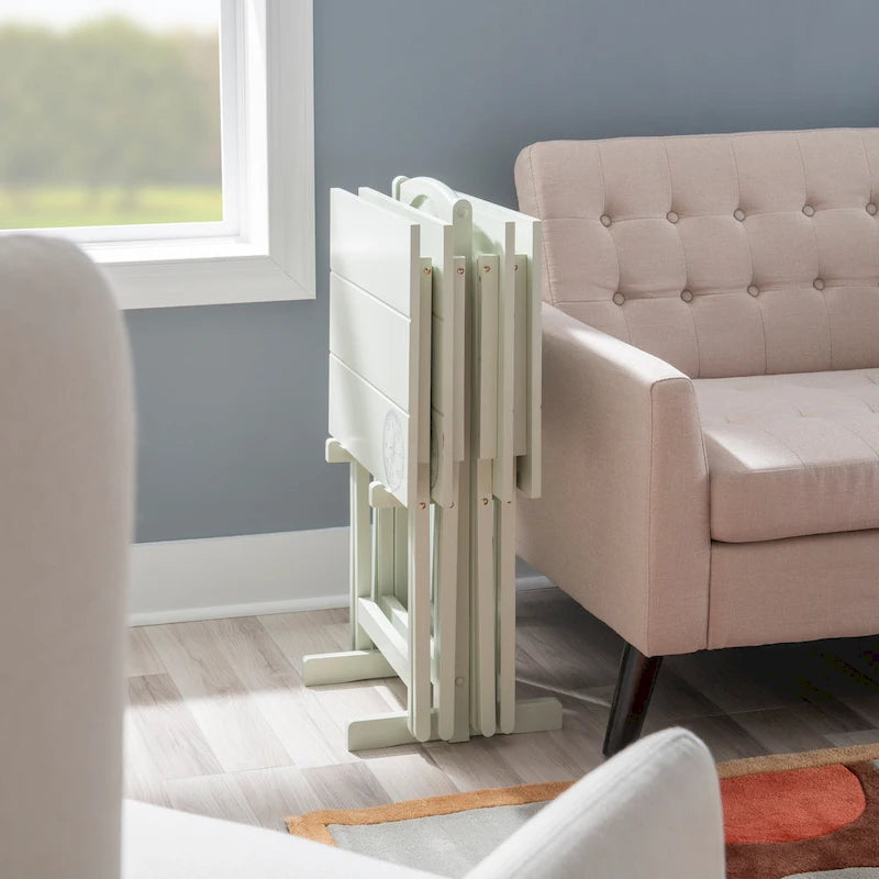 Mesa de TV plegable de 5 piezas con soporte de almacenamiento - Gris claro