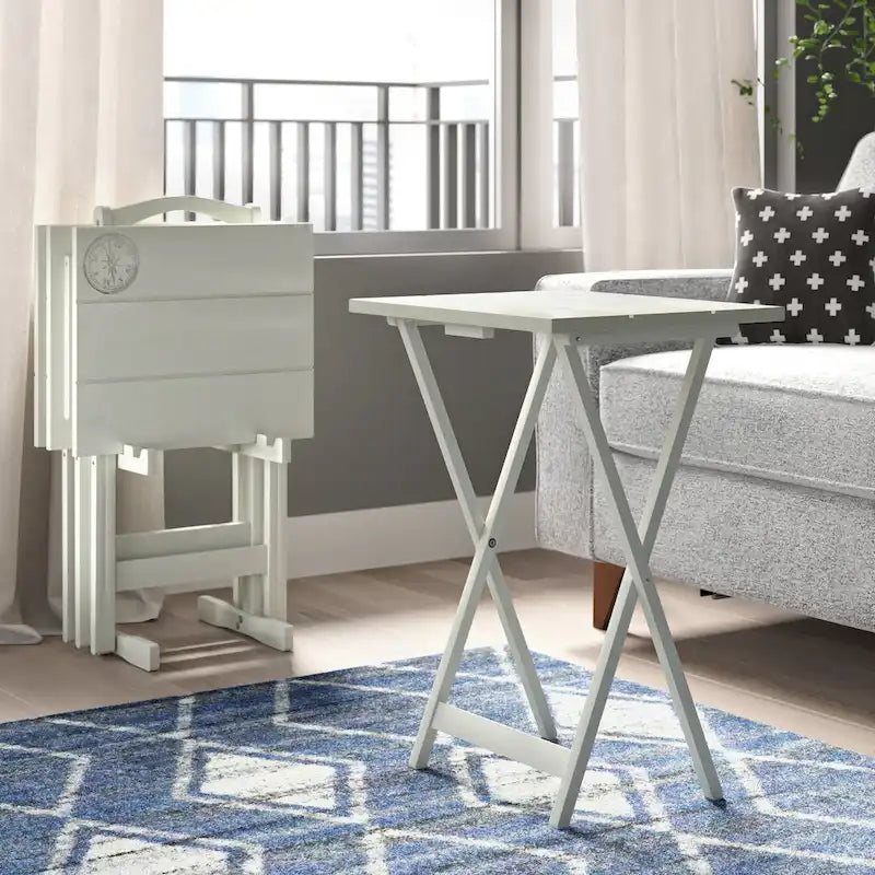 Mesa de TV plegable de 5 piezas con soporte de almacenamiento - Gris claro