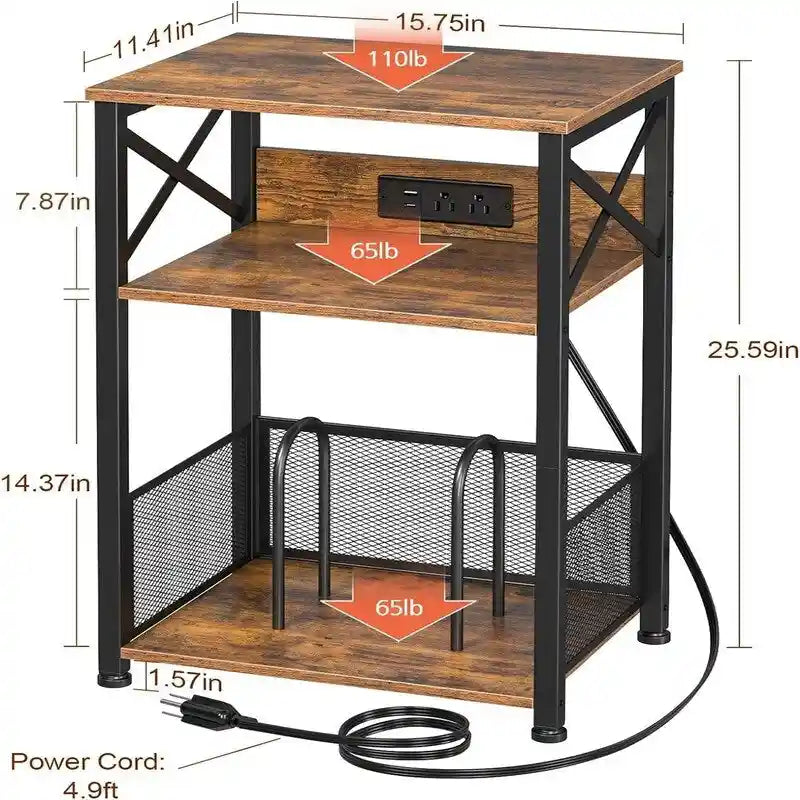 Mesa Tocadiscos con Estación de Carga - 15.75 x 11.41 x 25.59