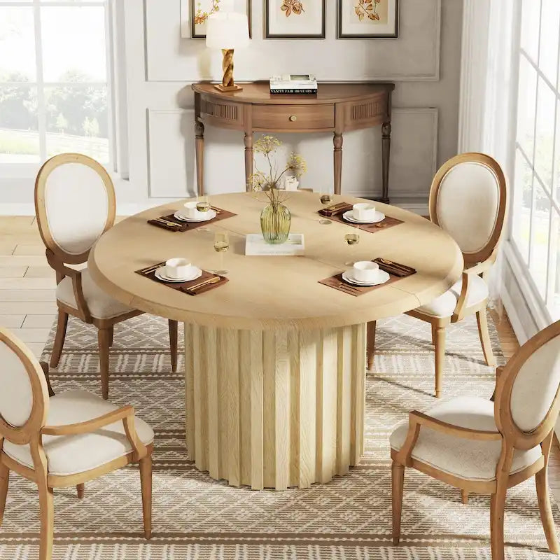 Mesa de comedor redonda de 43.3 pulgadas, asientos para hasta 6 personas