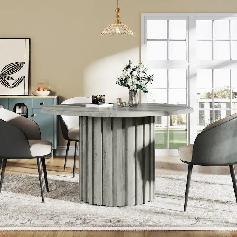 Mesa de comedor redonda de 43.3 pulgadas, asientos para hasta 6 personas