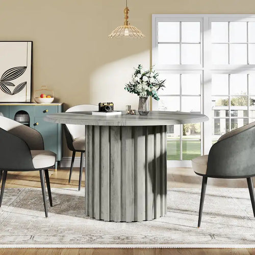 Mesa de comedor redonda de 43.3 pulgadas, asientos para hasta 6 personas