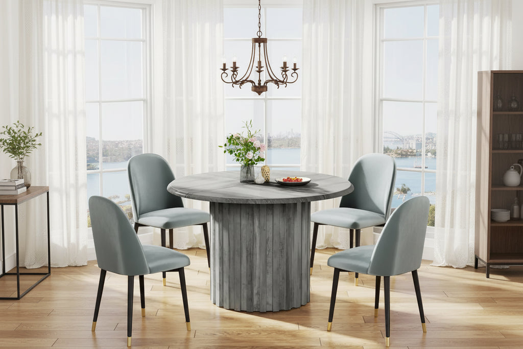 Mesa de comedor redonda de 43.3 pulgadas, asientos para hasta 6 personas