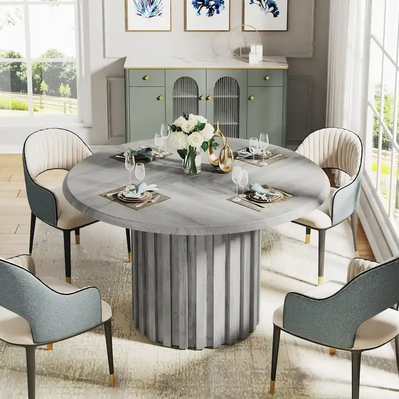 Mesa de comedor redonda de 43.3 pulgadas, asientos para hasta 6 personas